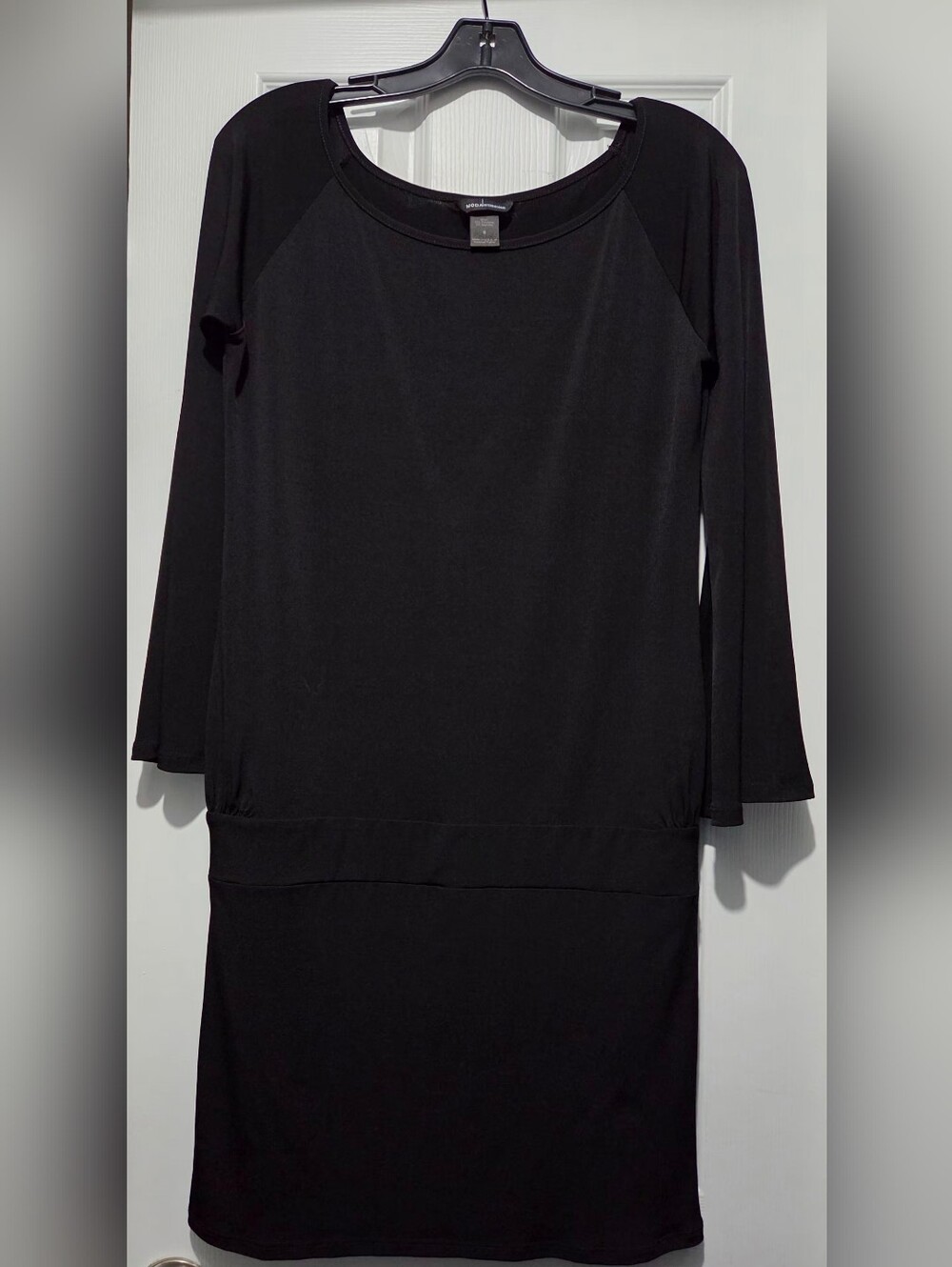 Moda International Black Long-Sleeve Shift Dress